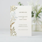 Salbei-Goldblatt-Save-The-Date-Karte Save The Date (Stehend Vorderseite)