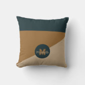 Salbei Green Beige braun, monogrammatisch, Vintag Kissen (Vorderseite)