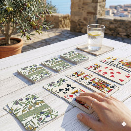 Salbei-Grün-Aquarell-französisches Land-Oliven-Mus Spielkarten