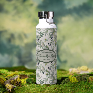 Salbei-Grün-Aquarell-Französisches-Land-Oliven-Nam Trinkflasche