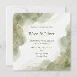 Salbei Grün Aquarell Marmor Tinte Hochzeitseinladu Einladung
