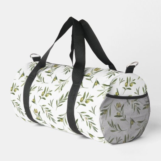 Salbei-Grün-Aquarell-Oliven Duffle Bag (Rechte Ecke)