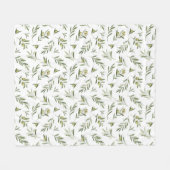 Salbei-Grün-Aquarell-Oliven Fleecedecke (Vorderseite (Horizontal))