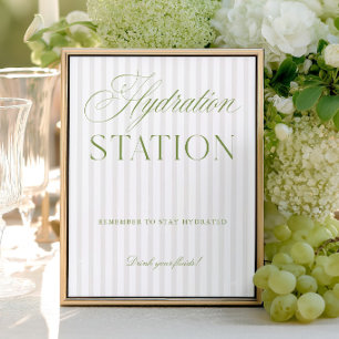 Salbei-Grün & Beige Hochzeit-Hydrationsstation-Sch