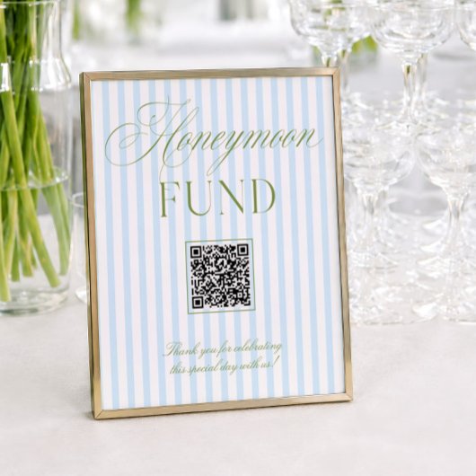 Salbei-Grün & Blau Flitterwochen-Fonds QR-Code-Sch