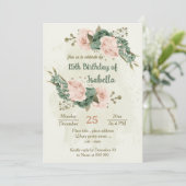 Salbei-Grün-Blume botanischer Geburtstag Einladung (Stehend Vorderseite)