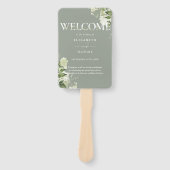 Salbei-Grün-Blumen-Typografie-Hochzeitsprogramm Fächer (Vorderseite)