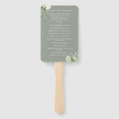 Salbei-Grün-Blumen-Typografie-Hochzeitsprogramm Fächer (Rückseite)