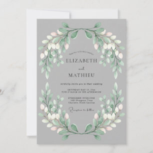 Salbei-Grün-Blütenhochzeit Einladung