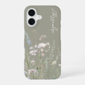 Salbei-Grün Boho-Aquarell-Wildblumen iPhone 16 Hülle (Rückseite)