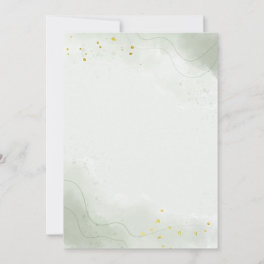 Salbei Grün Brauen Babydusche Einladung (Rückseite)