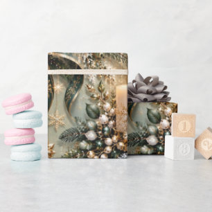 Salbei-Grün Champagner Kerzenlicht Weihnachten Geschenkpapier