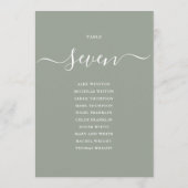 Salbei-Grün Chic Schrift Tischnummer Sitzplan (Rückseite)