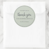 Salbei-Grün Chic-Script Danke für Ihren Einkauf Runder Aufkleber (Tasche)