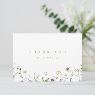 Salbei-Grün Elegante Wildblumen Rustikale Boho-Hoc Dankeskarte