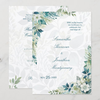 Salbei-Grün-Elfenbein-Eukalyptus-Hochzeit Einladung