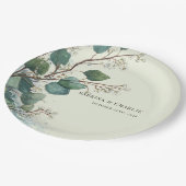 Salbei Grün Eukalyptus Elegant Boho Pappteller (Schrägansicht)