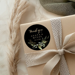 Salbei Grün Eukalyptus Gold Danke Hochzeitsgeschen Runder Aufkleber