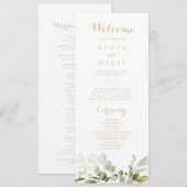 Salbei-Grün-Eukalyptus-Gold-Hochzeitsprogramm Programm (Vorne/Hinten)