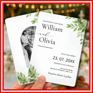 Salbei Grün Eukalyptus Grün PHOTO Hochzeit Einladung