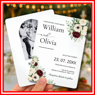Salbei-Grün-Eukalyptus-Grün PHOTO-Hochzeit Einladung