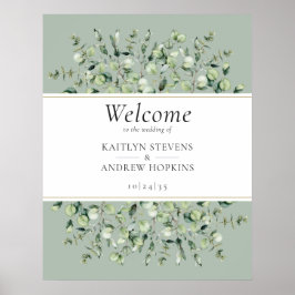 Salbei Grün Eukalyptus Hochzeit Willkommen Poster