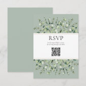 Salbei Grün Eukalyptus QR-Code Hochzeit RSVP  Begleitkarte (Vorne/Hinten)