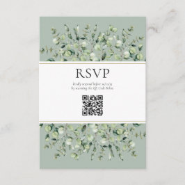 Salbei Grün Eukalyptus QR-Code Hochzeit RSVP Begleitkarte
