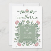 Salbei-Grün-Folk-Wildblumen-Save-the-Date Save The Date (Vorderseite)