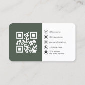Salbei-Grün-Foto-QR-Code Visitenkarte (Rückseite)