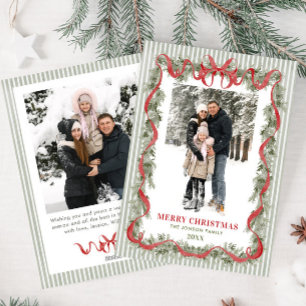 Salbei-Grün gestreifter roter Bogen Weihnachten 2 