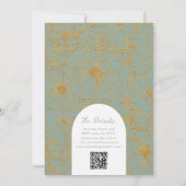 Salbei Grün Gold Blumenbogen RSVP QR Code Hochzeit Einladung (Rückseite)