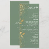 Salbei-Grün-Gold-Botanisches-Hochzeitsempfangsmenü Menükarte (Vorne/Hinten)