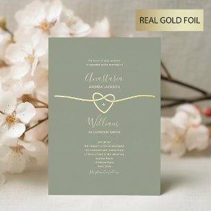 Salbei-Grün-Gold-Hochzeit Folieneinladung