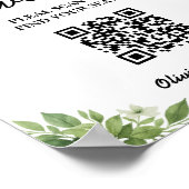 Salbei-Grün-Grün-Hochzeits-Sitzplan-QR-Code  Poster (Ecke)