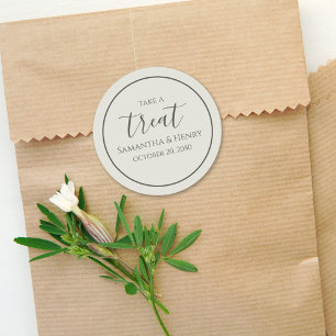 Salbei-Grün Hochzeit einfache Kalligrafie-Schriftz Runder Aufkleber