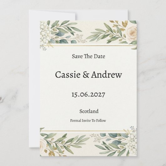 Salbei-Grün-Hochzeit Save The Date (Vorderseite)