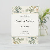 Salbei-Grün-Hochzeit Save The Date (Stehend Vorderseite)