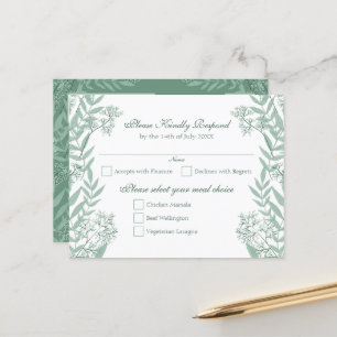 Salbei-Grün Hochzeit Vintage-Postkarte RSVP Feiertagspostkarte