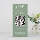 Salbei-Grün Hochzeitsfoto QR-Code Save The Date (Stehend Vorderseite)