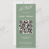 Salbei-Grün Hochzeitsfoto QR-Code Save The Date (Vorderseite)