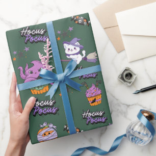 Salbei grün Hocus Pocus niedlich Hexenkatze Hallow Geschenkpapier