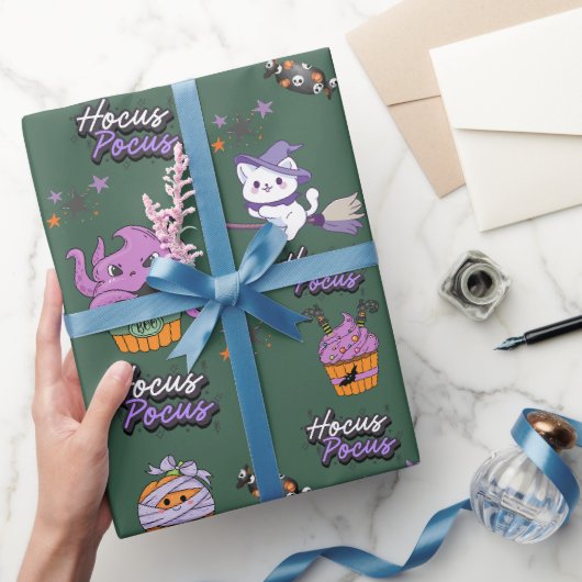 Salbei grün Hocus Pocus niedlich Hexenkatze Hallow Geschenkpapier (Schenken)