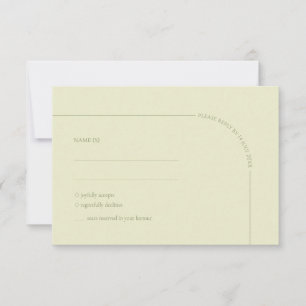 Salbei Grün & Leinen Bogen Minimalistische Mahlzei RSVP Karte