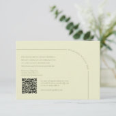 Salbei Grün & Leinen QR Code Boho Minimalist RSVP Karte (Stehend Vorderseite)