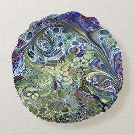 Salbei grün, lila blau rundes kissen