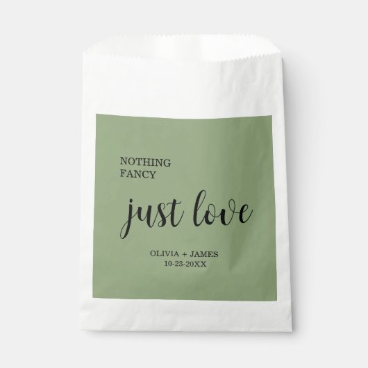 Salbei-Grün Nichts Besonderes, nur Liebe Hochzeit  Geschenktütchen (Vorderseite)
