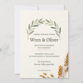 Salbei Grün Olivenzweig Minimalistische Hochzeitse Einladung