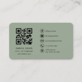 Salbei-Grün Professionelles Logo QR-Code Visitenkarte (Vorderseite)