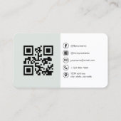 Salbei-Grün-QR-Code-Foto Visitenkarte (Rückseite)